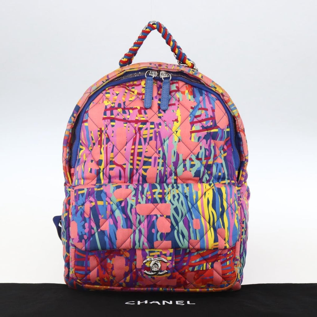 Chanel Cc Pocket Backpack Quilted Printed Foulard Multicolour Nylon Backpack Bag