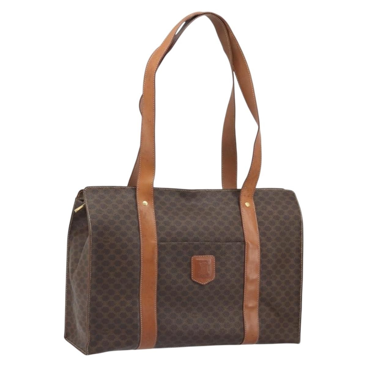 Celine Vintage Macadam Handbag Canvas And Leather Brown Canvas Tote Bag Bag