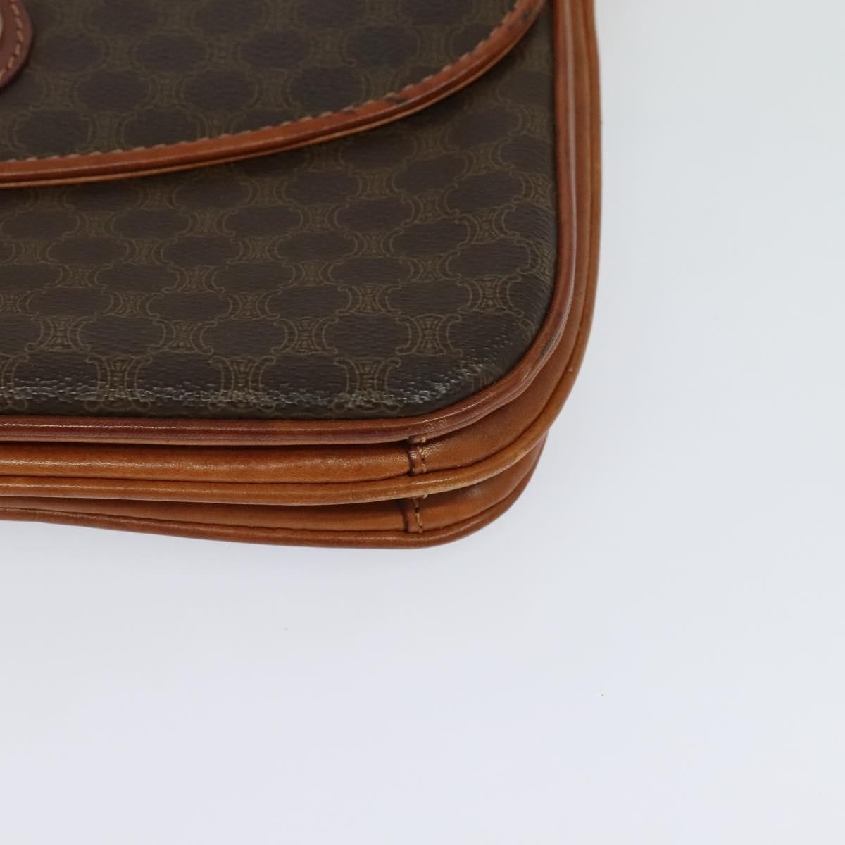 Celine Vintage Macadam Shoulder Bag Canvas And Leather Brown Canvas Shoulder Bag Bag