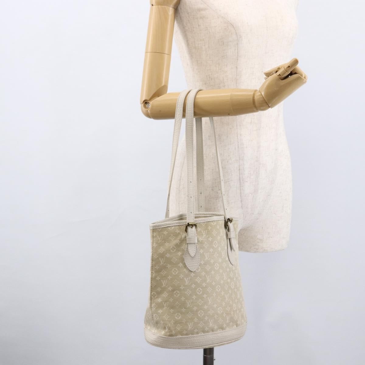 Louis Vuitton Petit Bucket Bag Mini Lin Beige Canvas Shoulder Bag