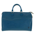 Louis Vuitton Speedy Handbag Epi Leather Blue Leather Handbag