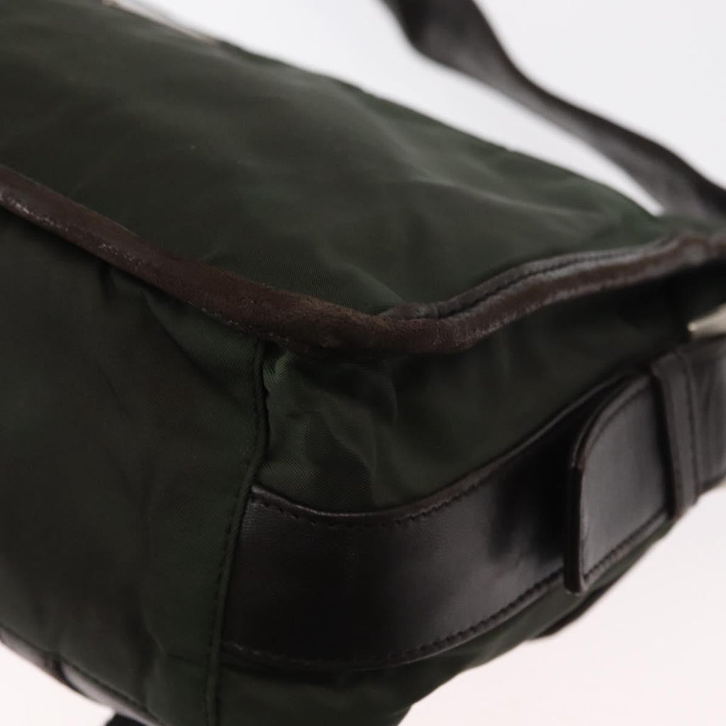 Prada Double Buckle Flap Messenger Bag Tessuto Khaki Nylon Shoulder Bag Bag
