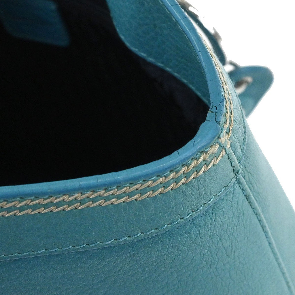 Christian Dior Vintage Tote Leather Turquoise Leather Tote Bag Bag (Pre-Owned)