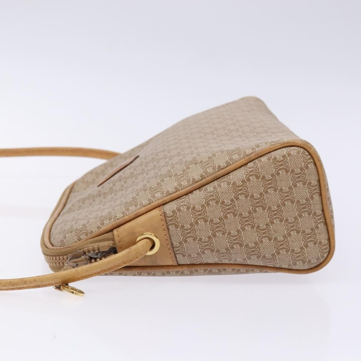 Celine Vintage Macadam Shoulder Bag Canvas And Leather Beige Canvas Shoulder Bag Bag