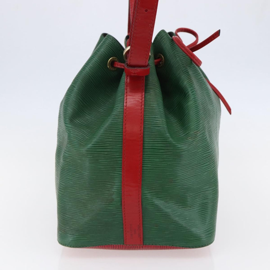 Louis Vuitton Petit Noe Handbag Two Tone Epi Leather Green Leather Bag