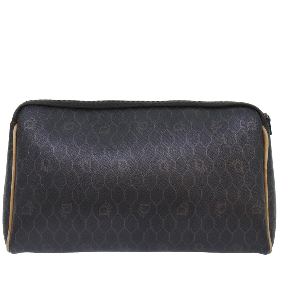 Christian Dior Vintage Honeycomb Zip Pouch Canvas And Leather Black Canvas Clutche & Pouche Bag (Pre-Owned)