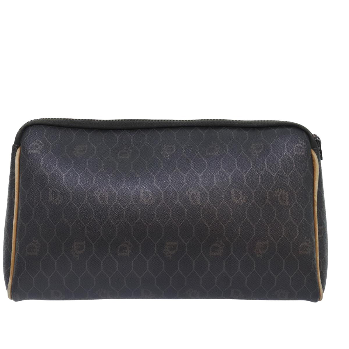 Christian Dior Vintage Honeycomb Zip Pouch Canvas And Leather Black Canvas Clutche & Pouche Bag (Pre-Owned)