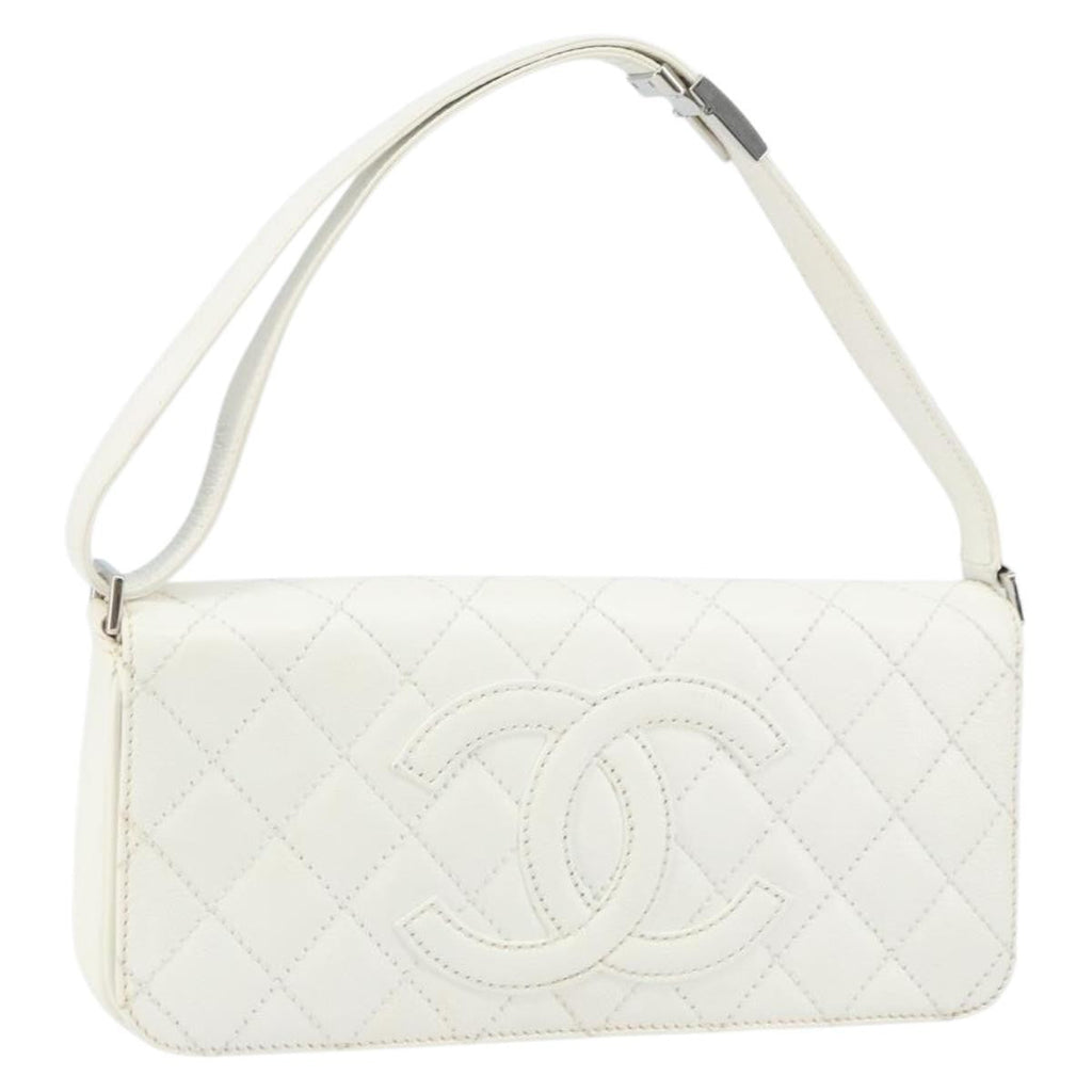 Chanel Vintage Timeless Cc Adjustable Shoulder Bag Quilted Calfskin White Leather Shoulder Bag Bag
