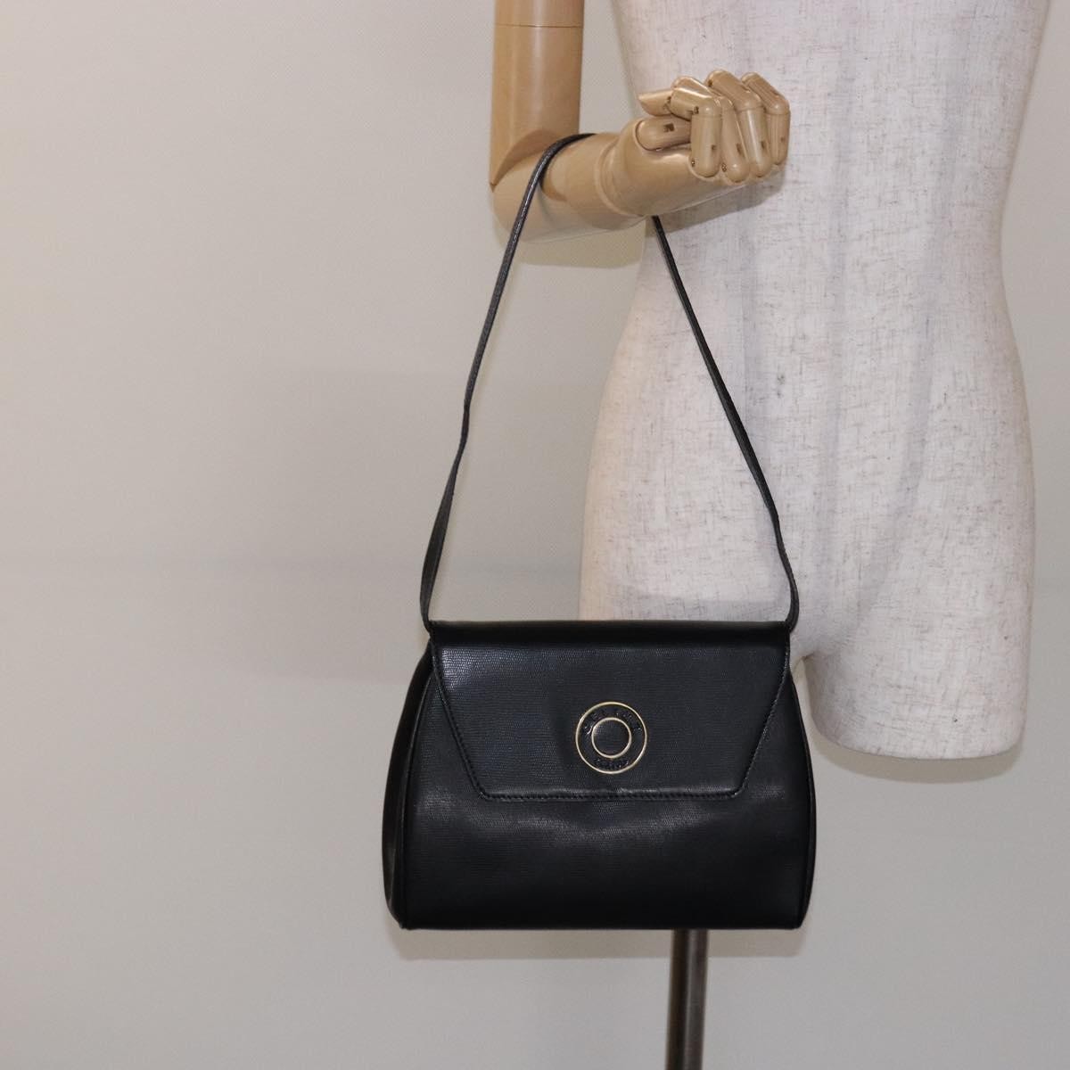 Celine Vintage Circle Logo Crossbody Bag Leather Black Leather Bag