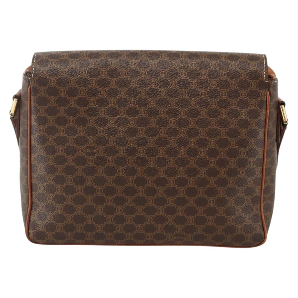 Celine Vintage Macadam Circle Logo Shoulder Bag Canvas And Leather Brown Canvas Shoulder Bag Bag
