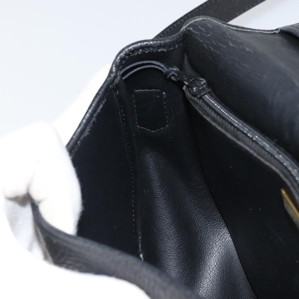 Christian Dior Vintage Cd Logo Shoulder Bag Leather Black Leather Shoulder Bag Bag (Pre-Owned)