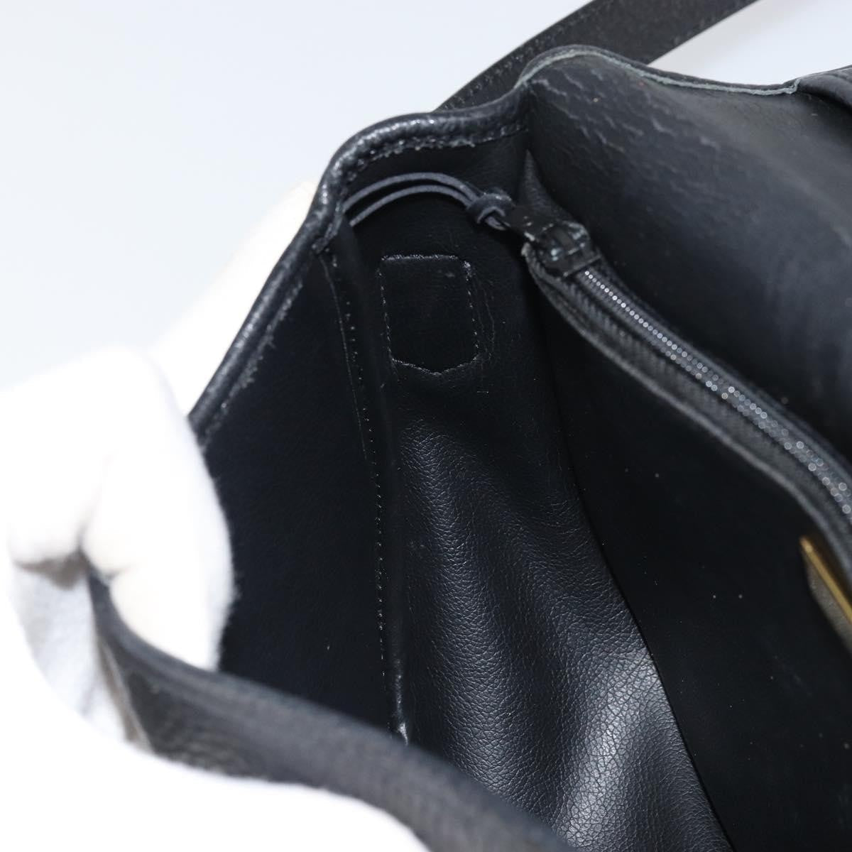 Christian Dior Vintage Cd Logo Shoulder Bag Leather Black Leather Shoulder Bag Bag (Pre-Owned)