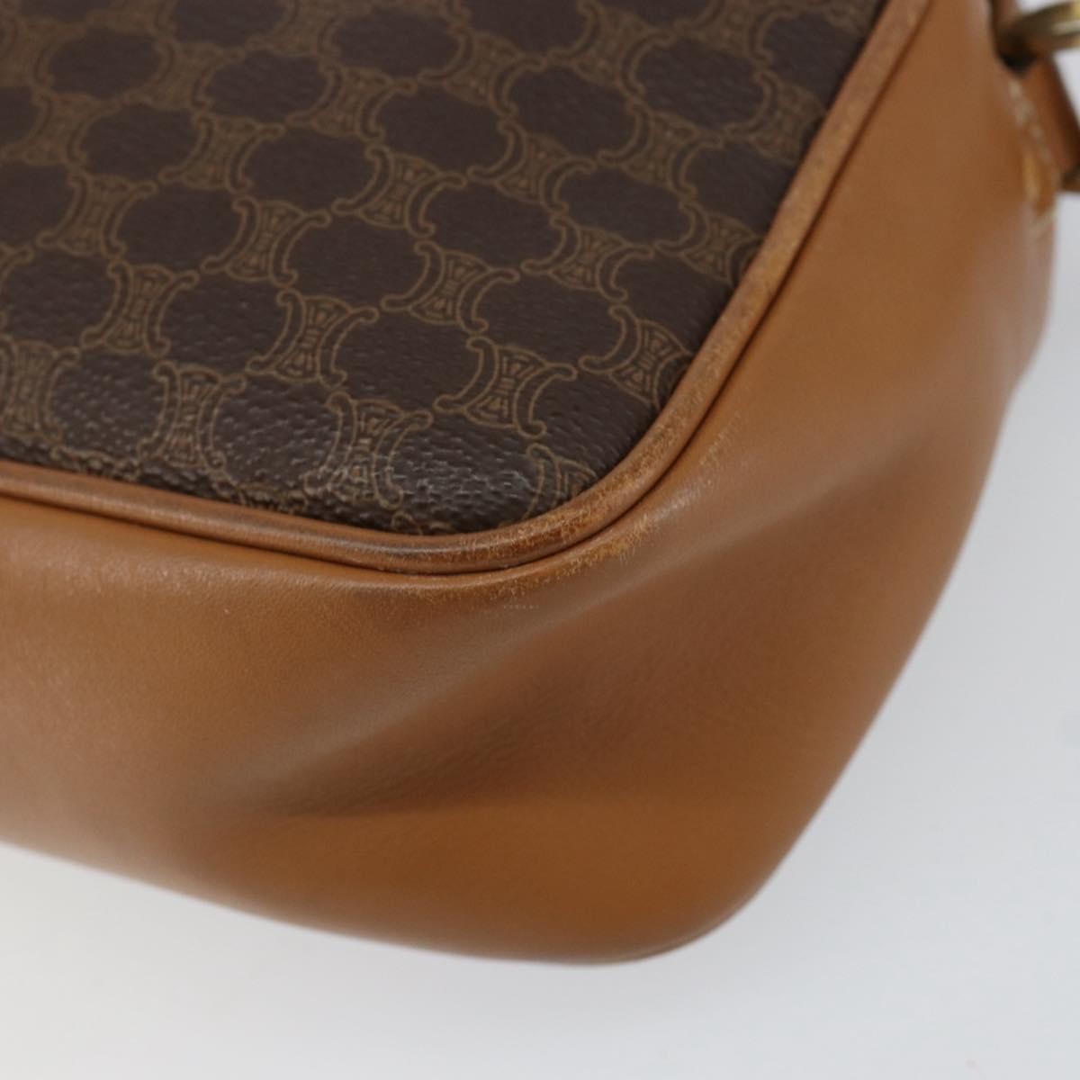 Celine Vintage Macadam Shoulder Bag Canvas And Leather Brown Canvas Shoulder Bag Bag