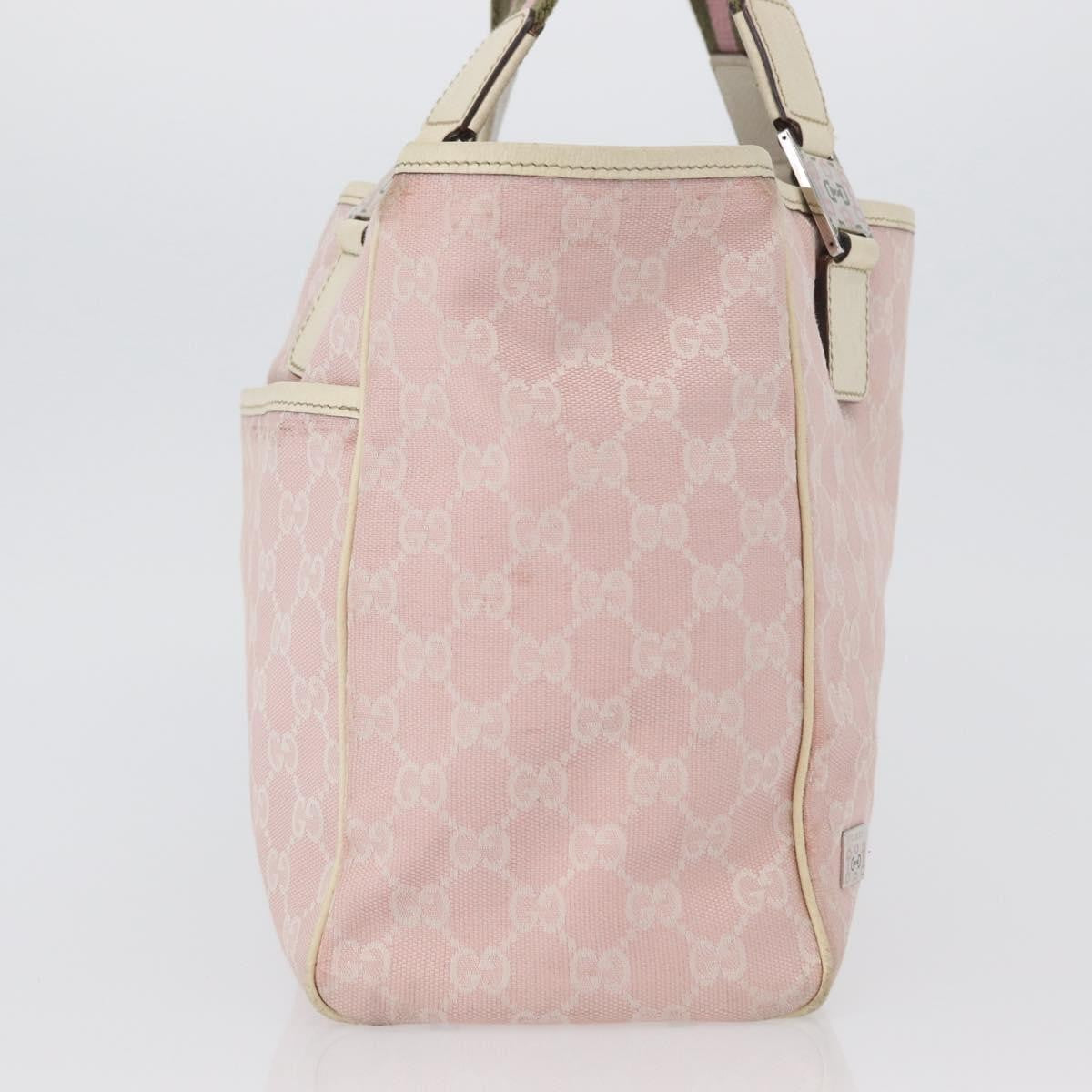 Gucci Web Handle Buckle Tote Gg Canvas Pink Canvas Tote Bag Bag (Pre-Owned)