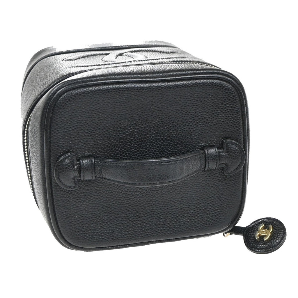 Chanel Vintage Timeless Cosmetic Case Caviar Black Leather Handbag