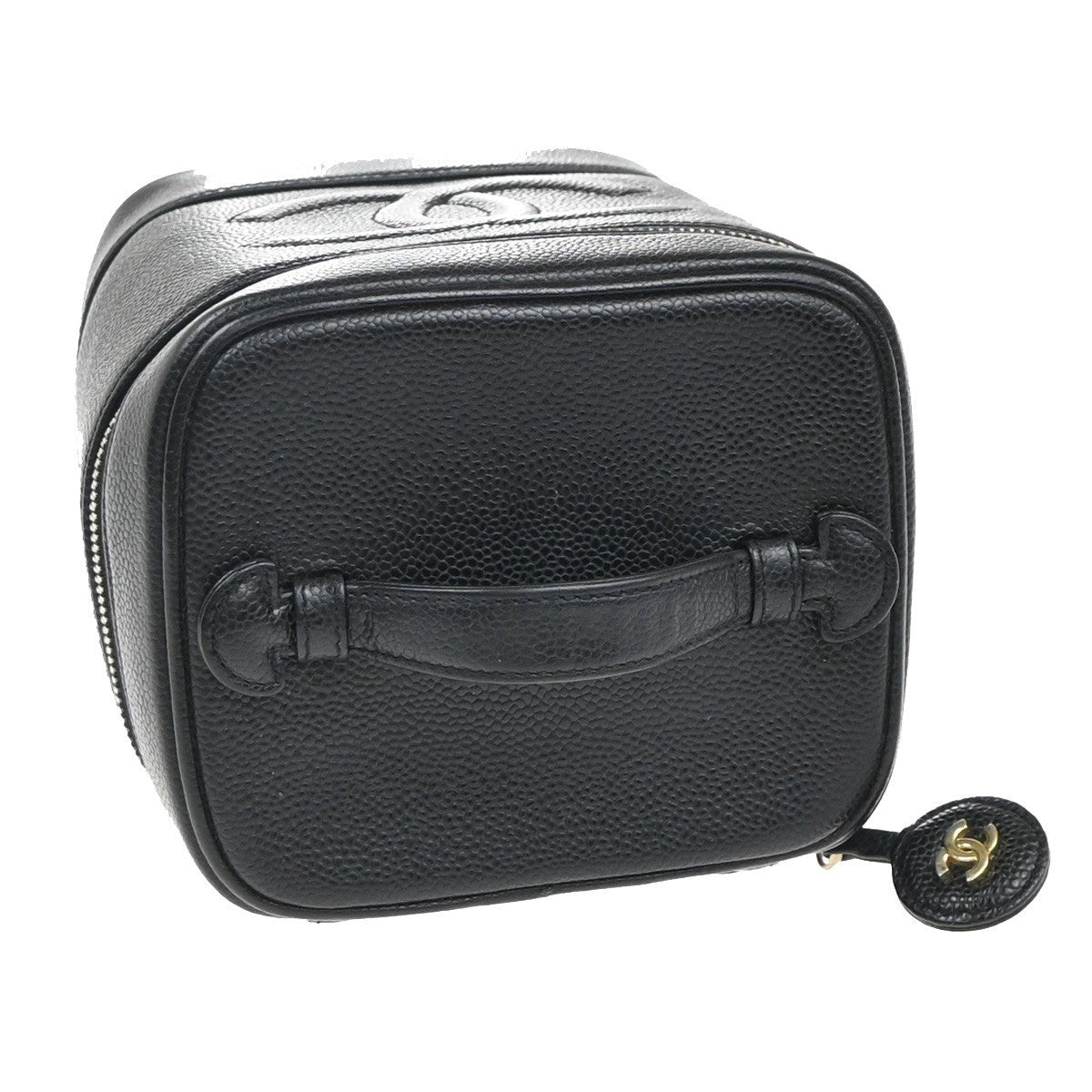 Chanel Vintage Timeless Cosmetic Case Caviar Black Leather Handbag