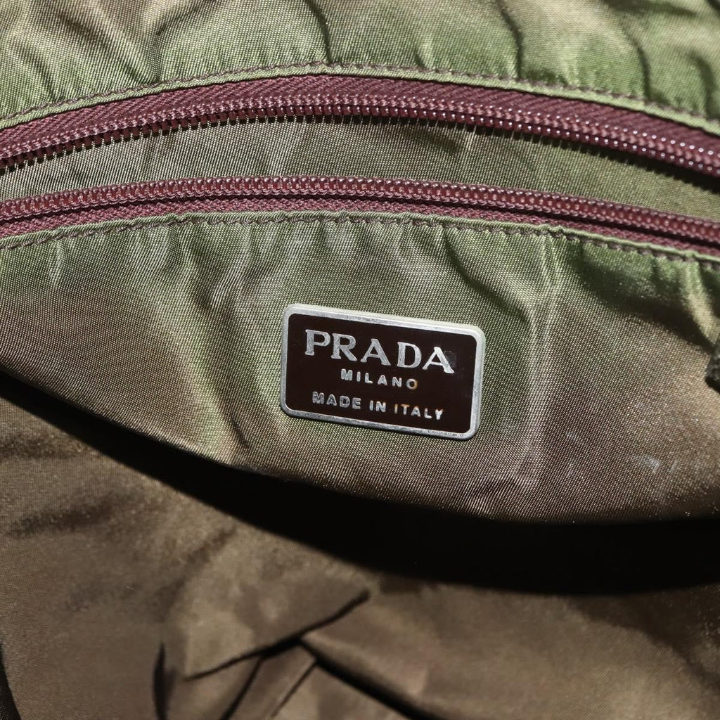 Prada Resin Handle Tote Tessuto Khaki Nylon Tote Bag Bag
