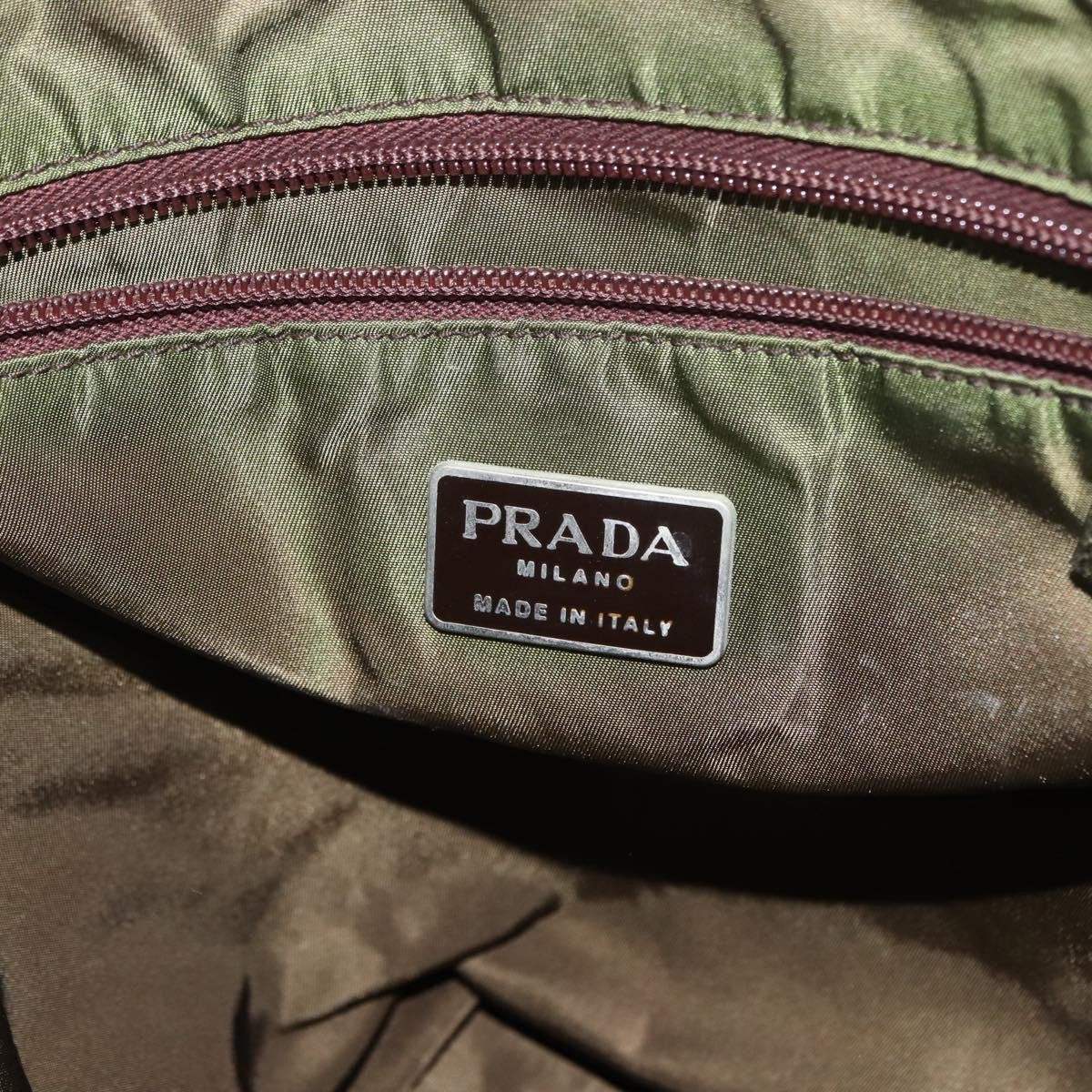 Prada Resin Handle Tote Tessuto Khaki Nylon Tote Bag Bag