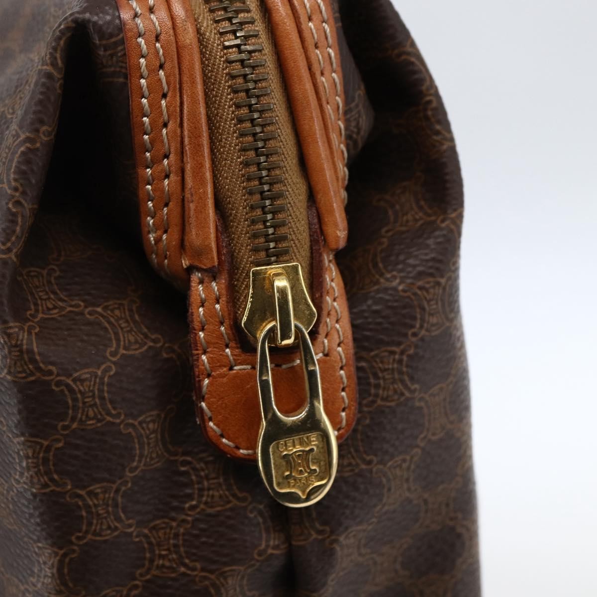 Celine Macadam Pochette Canvas And Leather Brown Canvas Clutche & Pouche Bag