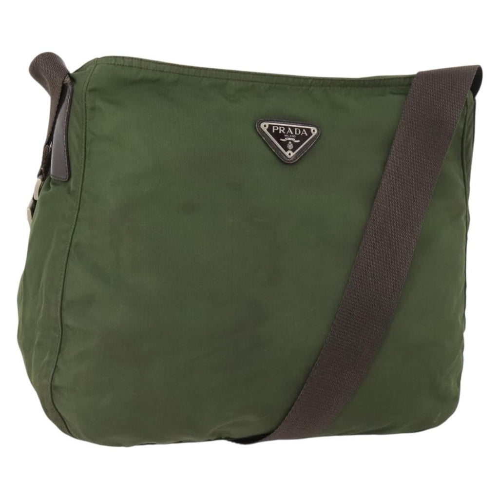 Prada Zip Top Messenger Bag Tessuto Khaki Nylon Shoulder Bag Bag