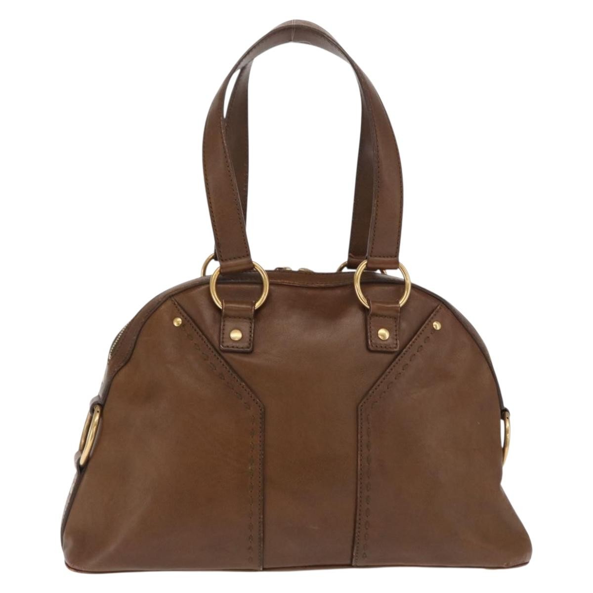Saint Laurent Muse Dome Bag Leather Brown Leather Handbag (Pre-Owned)