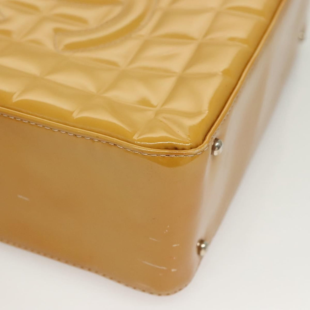 Chanel Chocolate Bar Cc Tote Quilted Patent Yellow Patent_Leather Handbag