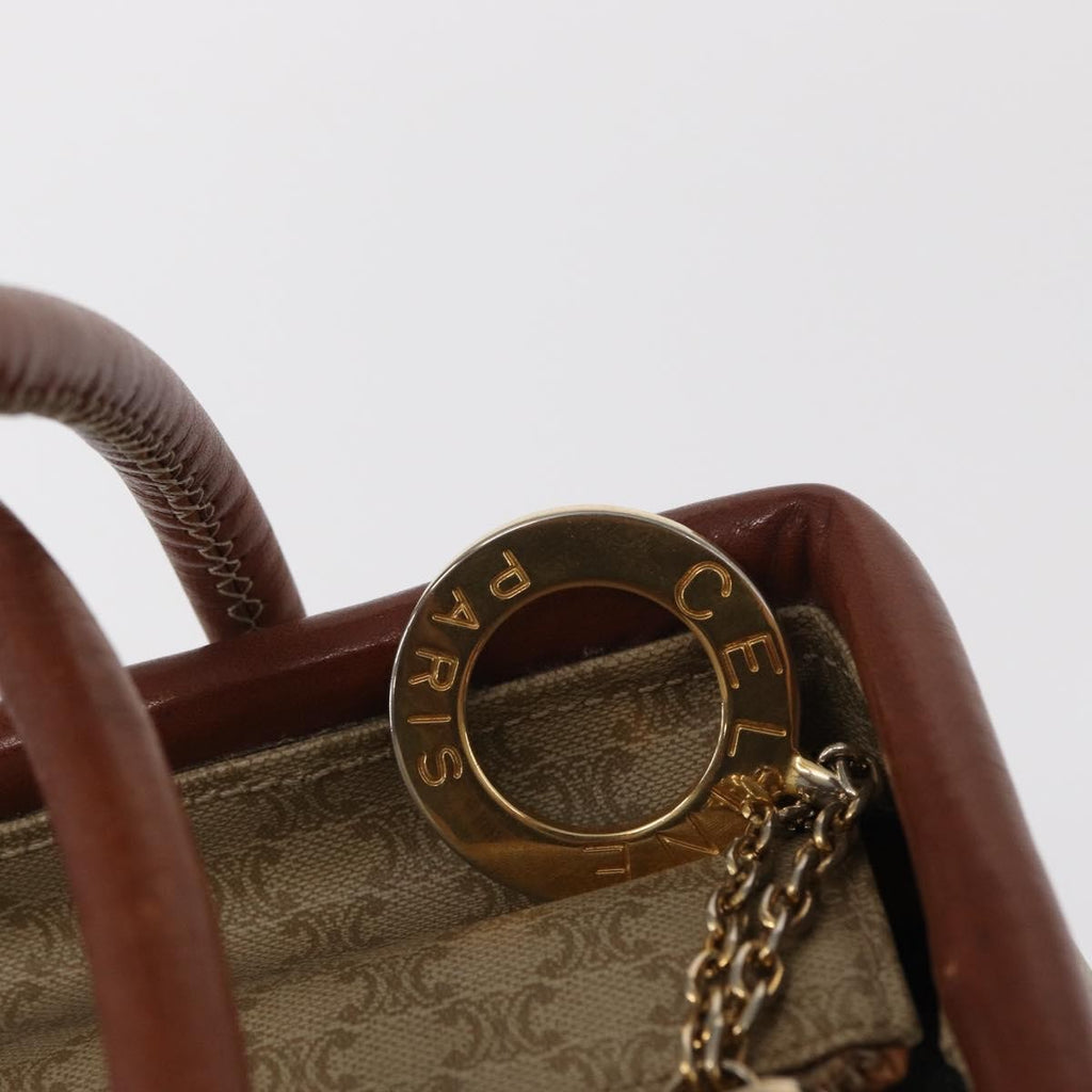 Celine Vintage Macadam Handbag Canvas And Leather Beige Canvas Handbag