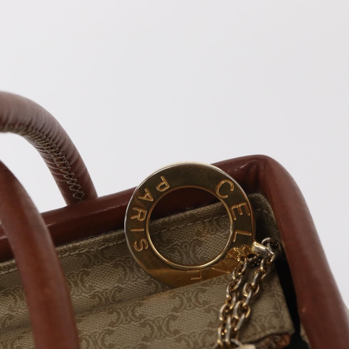 Celine Vintage Macadam Handbag Canvas And Leather Beige Canvas Handbag