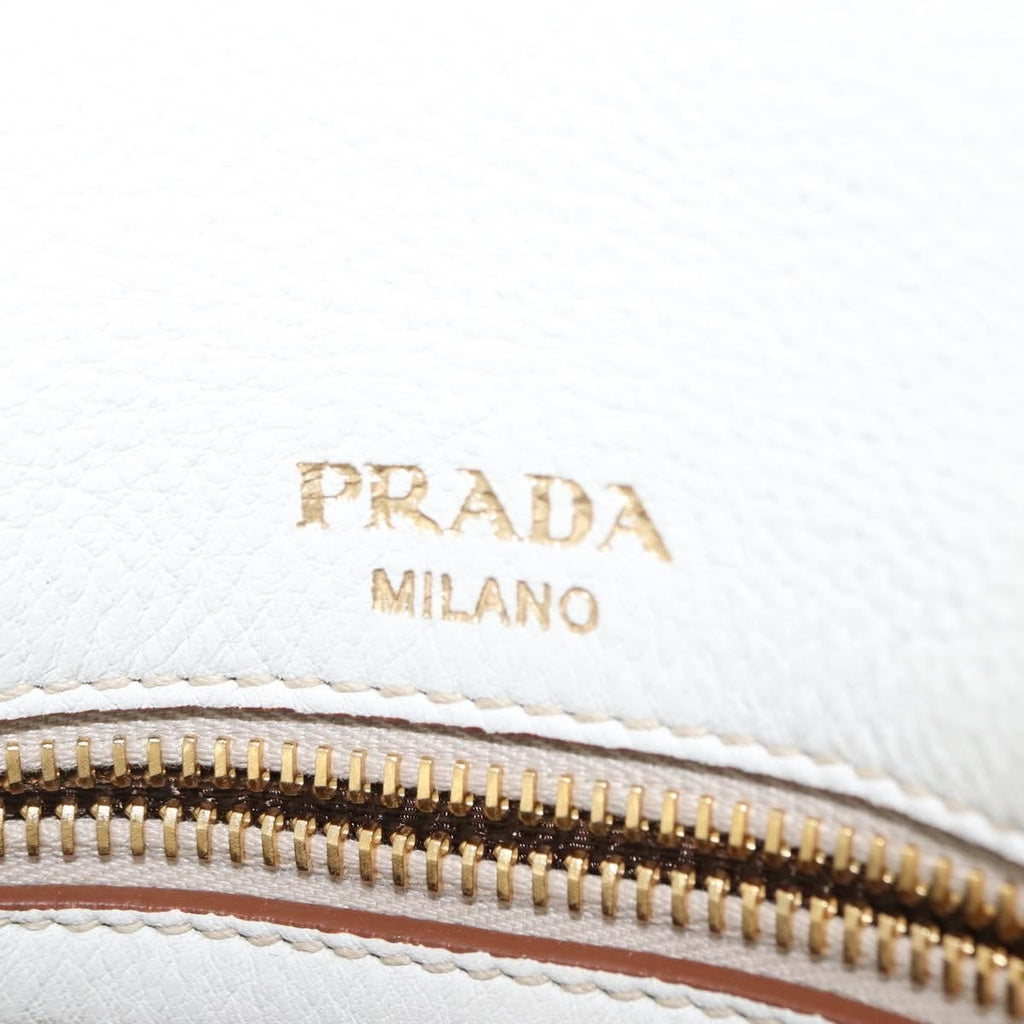 Prada Flap Crossbody Bag Vitello Daino White Leather Shoulder Bag Bag