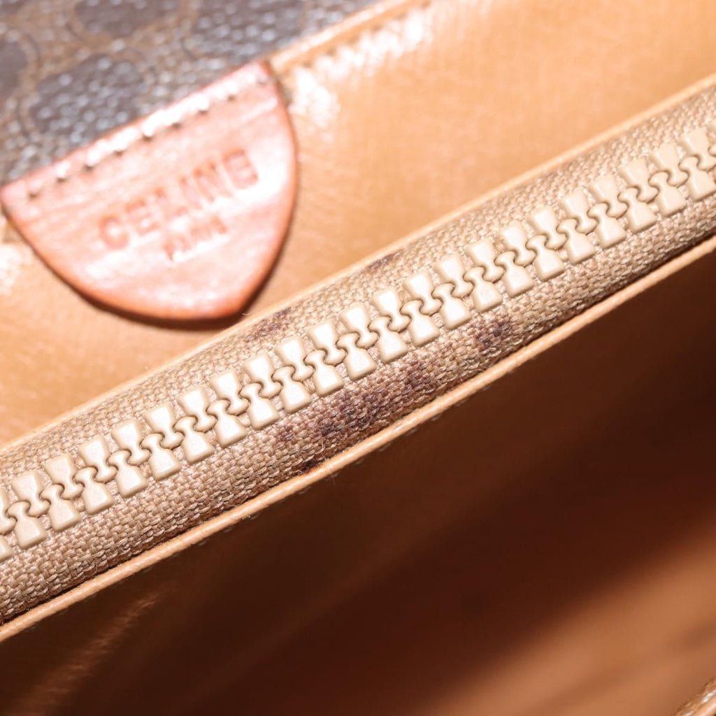 Celine Vintage Macadam Shoulder Bag Canvas Brown Canvas Shoulder Bag Bag