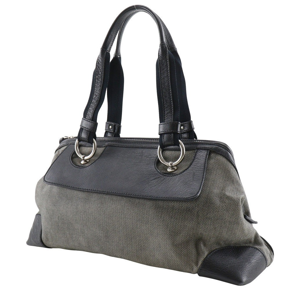 Bottega Veneta Vintage Handbag Leather Gray Canvas Handbag