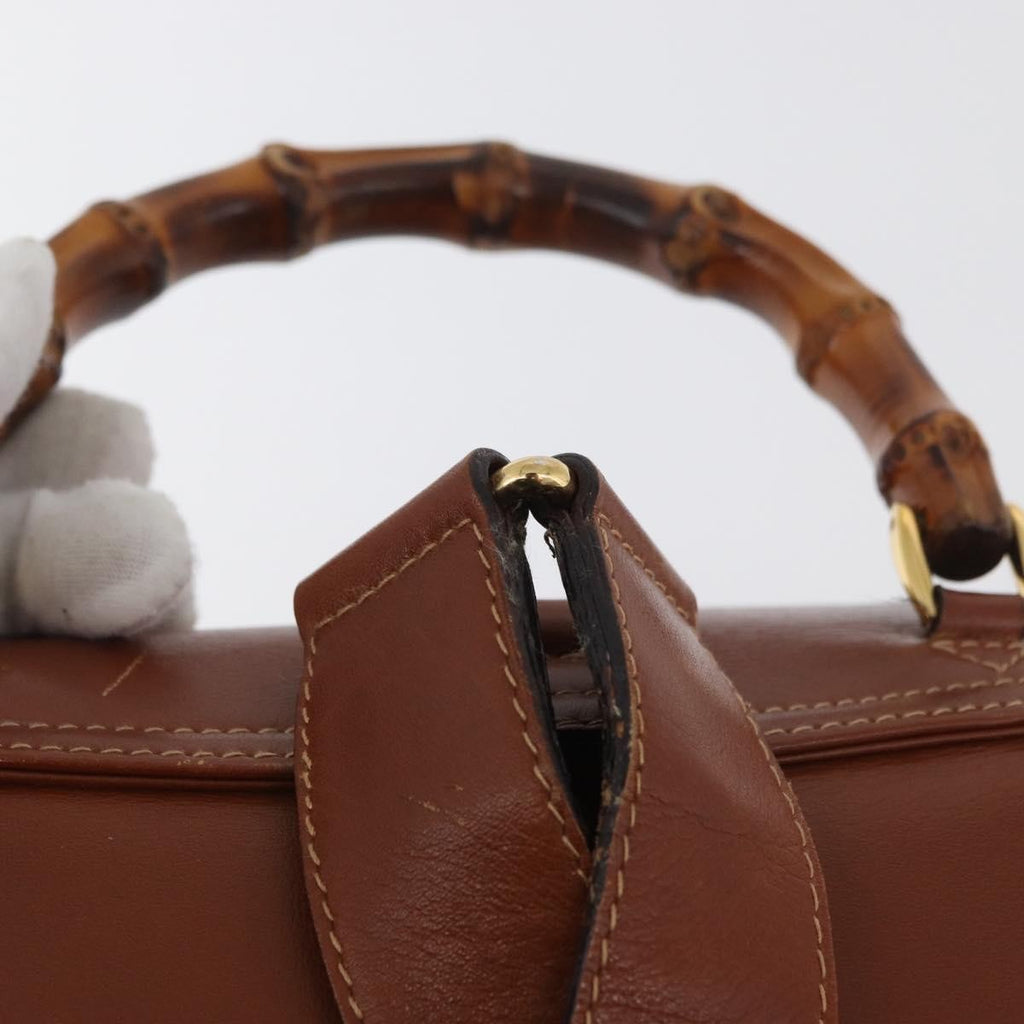 Gucci Vintage Bamboo Backpack Leather Brown Leather Backpack Bag (Pre-Owned)