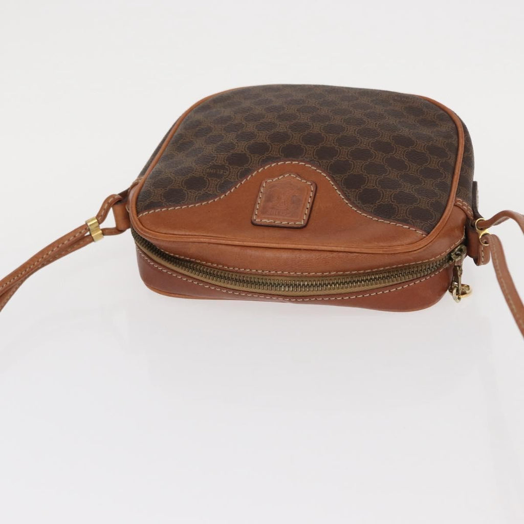 Celine Vintage Macadam Shoulder Bag Canvas And Leather Brown Canvas Shoulder Bag Bag