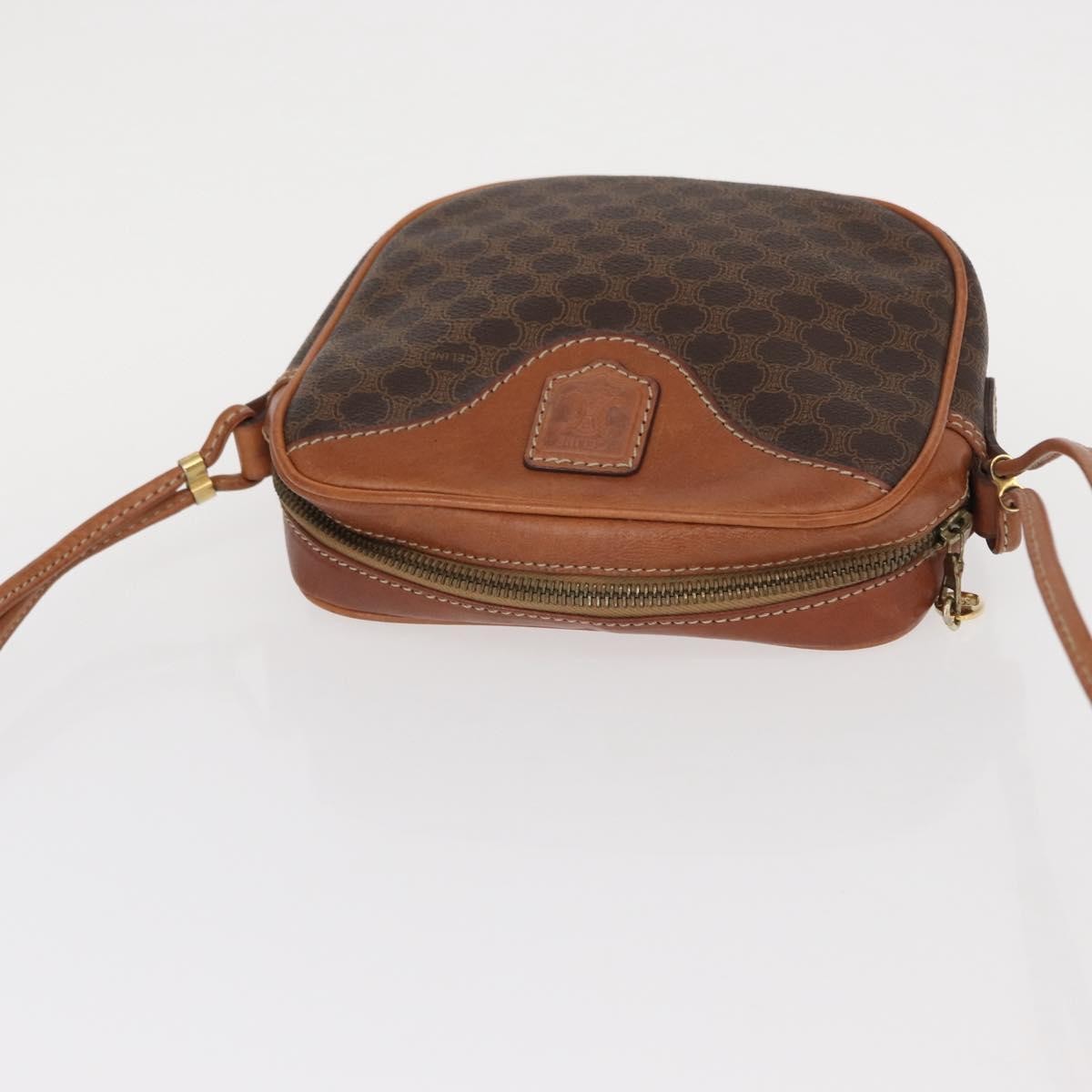 Celine Vintage Macadam Shoulder Bag Canvas And Leather Brown Canvas Shoulder Bag Bag