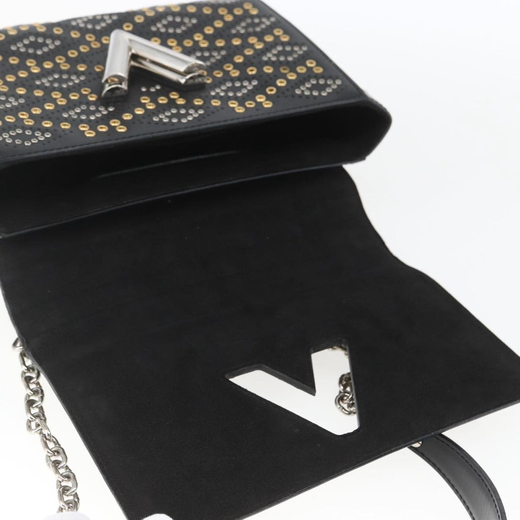 Louis Vuitton Twist Handbag Limited Edition Grommet Embellished Leather Black Leather Shoulder Bag