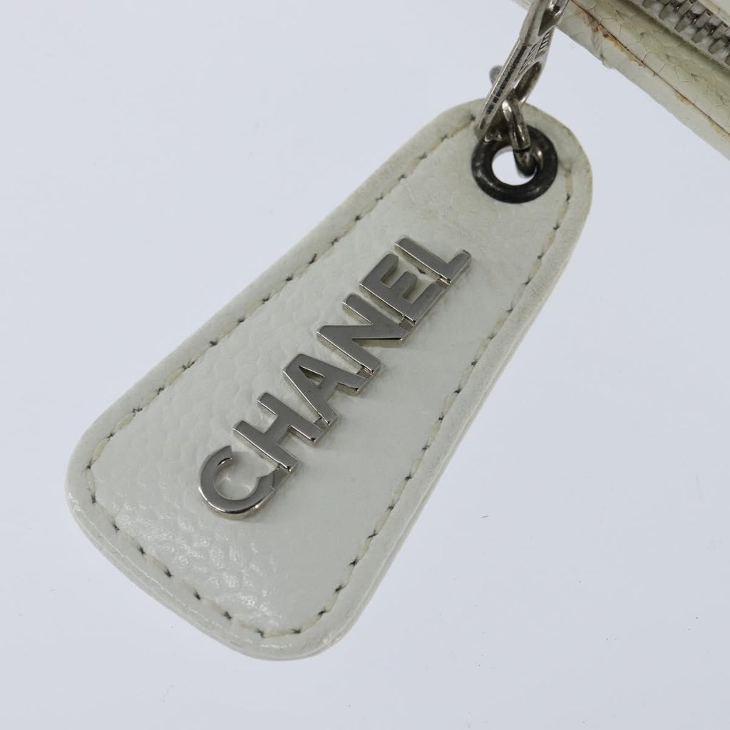 Chanel Vintage Cc Zip Around Bowler Bag Quilted Caviar White Leather Tote Bag Bag