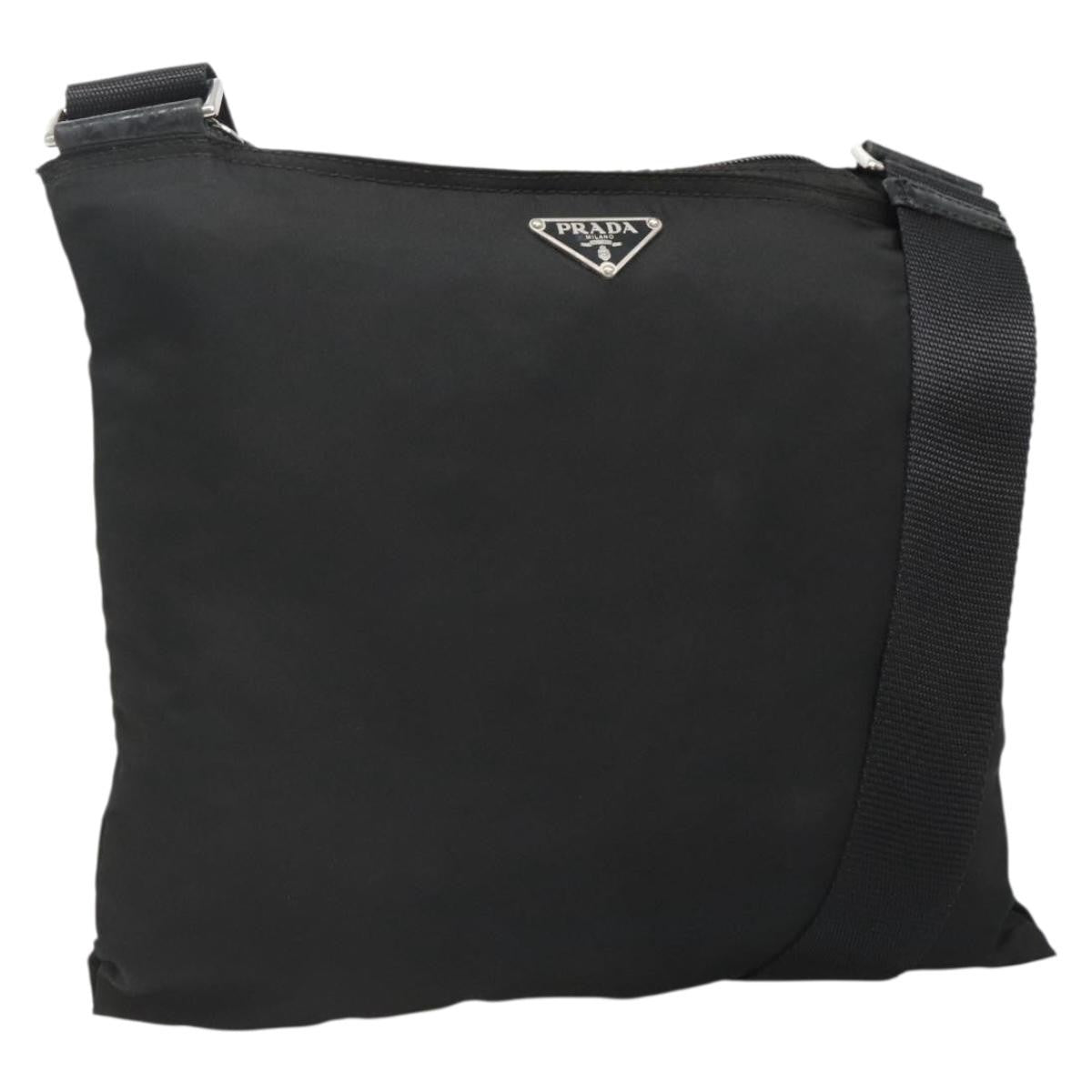Prada Flat Messenger Bag Tessuto Black Nylon Shoulder Bag Bag