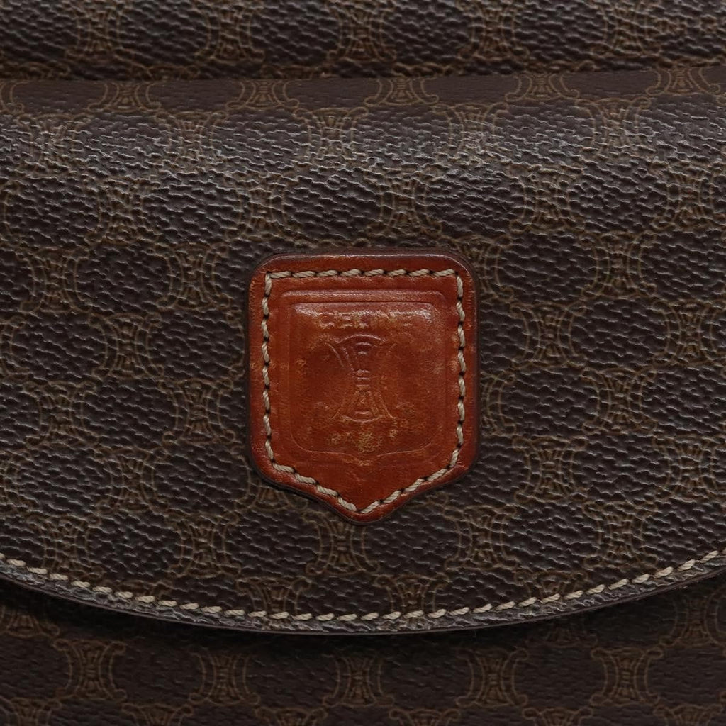 Celine Macadam Handbag Macadam With Leather Brown Canvas Handbag