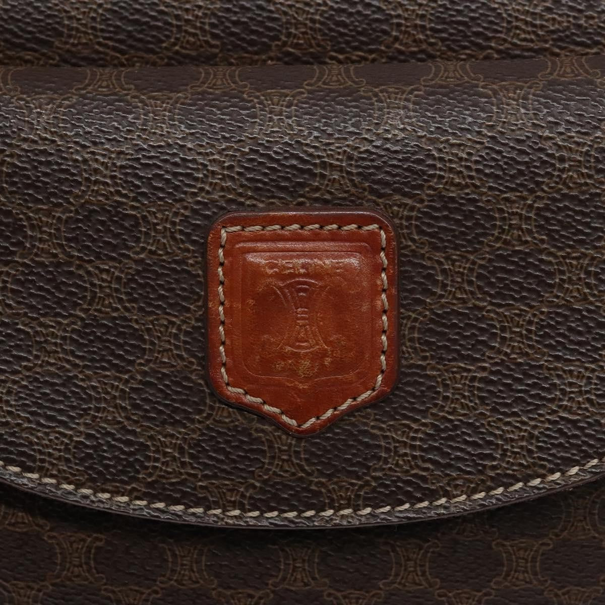 Celine Macadam Handbag Macadam With Leather Brown Canvas Handbag