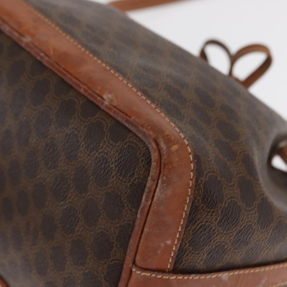 Celine Vintage Macadam Shoulder Bag Canvas And Leather Brown Canvas Shoulder Bag Bag