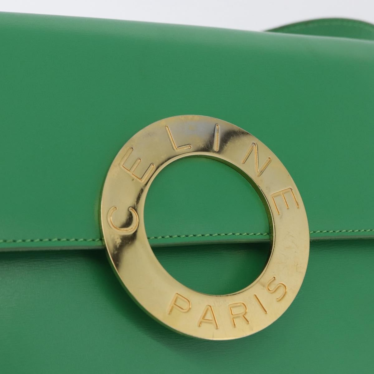 Celine Circle Logo Shoulder Bag Leather Green Leather Shoulder Bag Bag