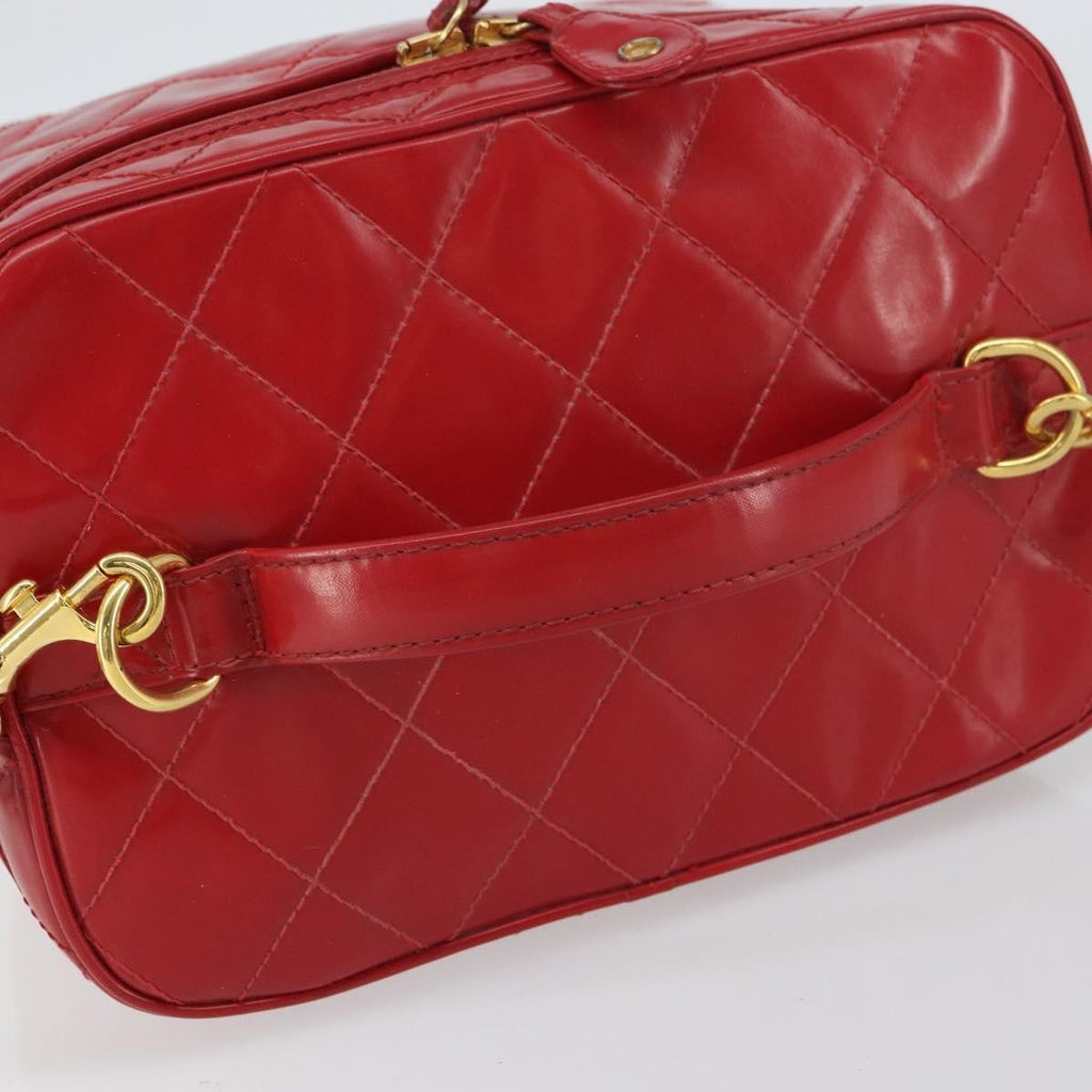 Chanel Vintage Vanity Case Patent Red Patent_Leather Handbag