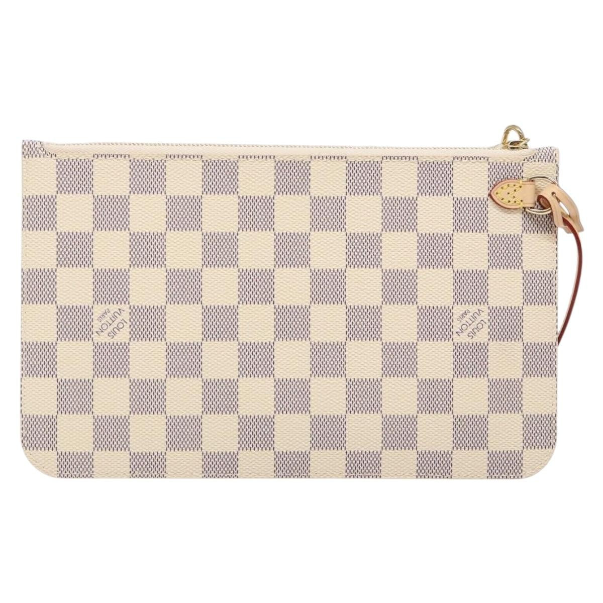 Louis Vuitton Neverfull Pochette Damier White Canvas Bag