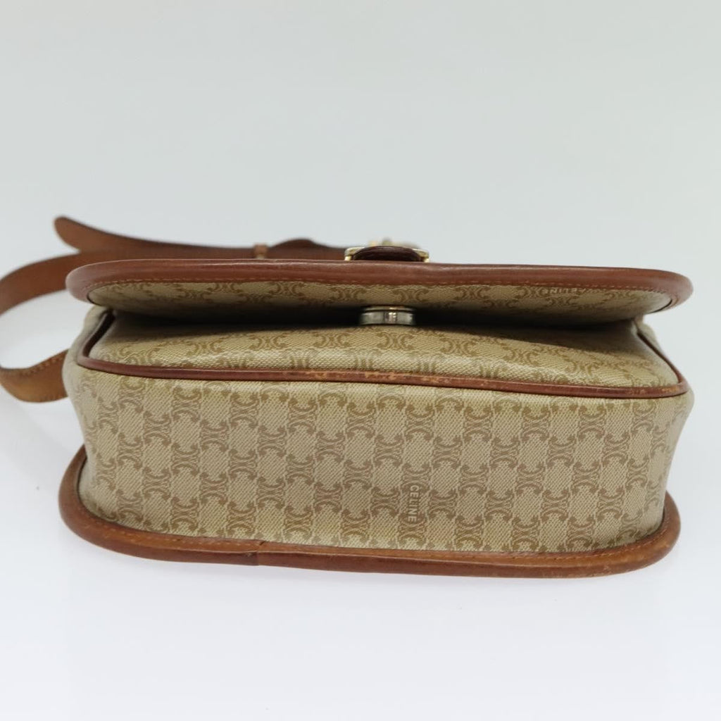 Celine Vintage Macadam Shoulder Bag Canvas And Leather Beige Canvas Shoulder Bag Bag