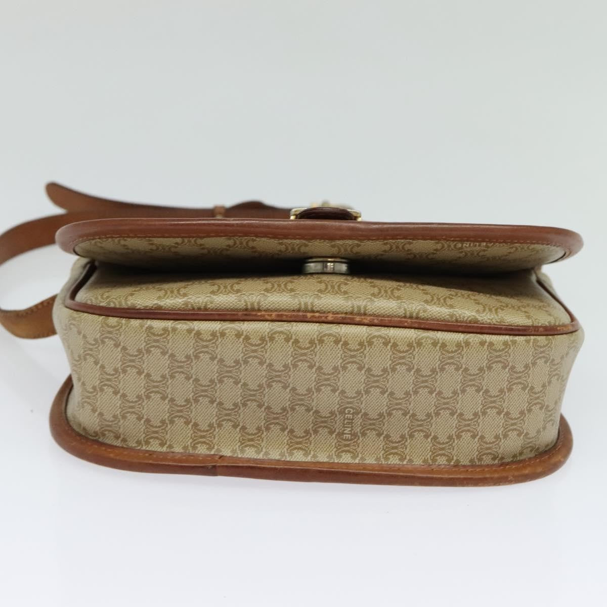 Celine Vintage Macadam Shoulder Bag Canvas And Leather Beige Canvas Shoulder Bag Bag
