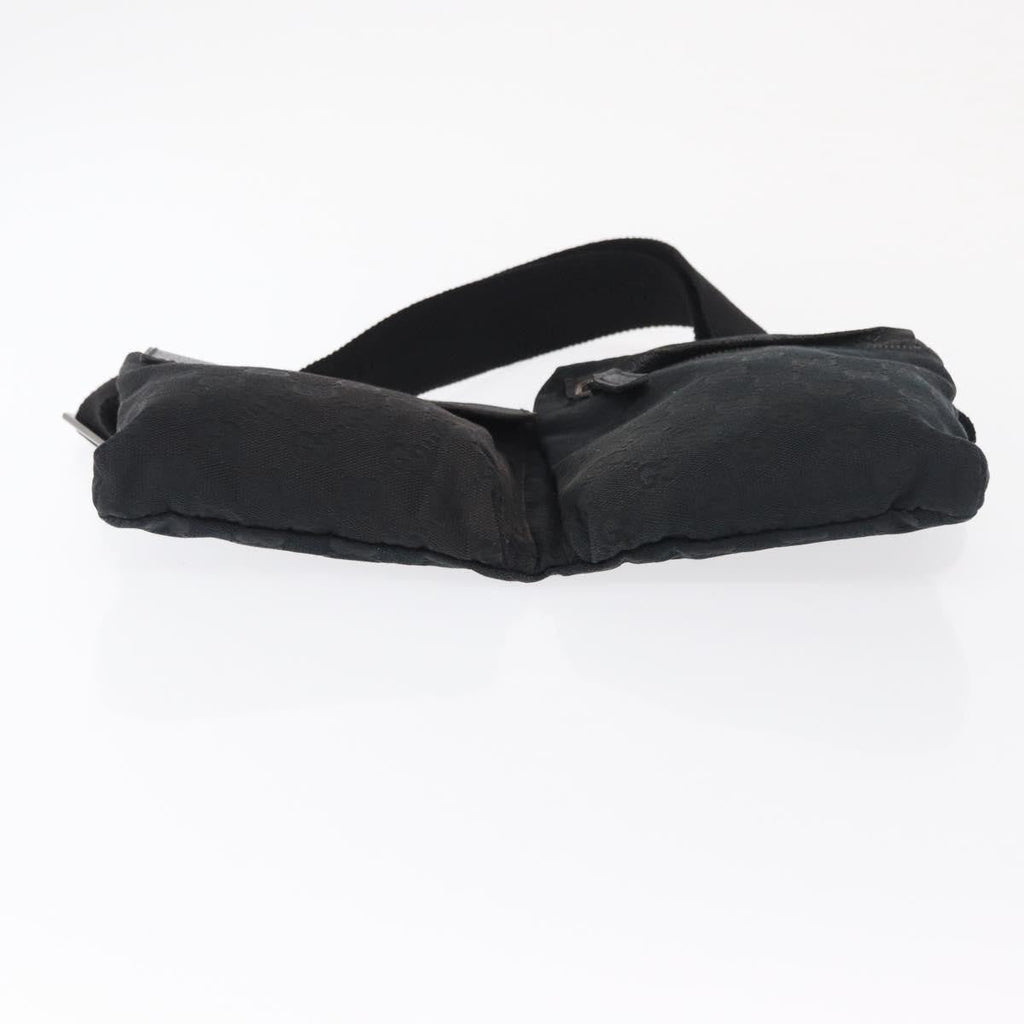 Gucci Vintage Double Belt Bag Gg Canvas With Leather Black Canvas Clutche & Pouche Bag (Pre-Owned)