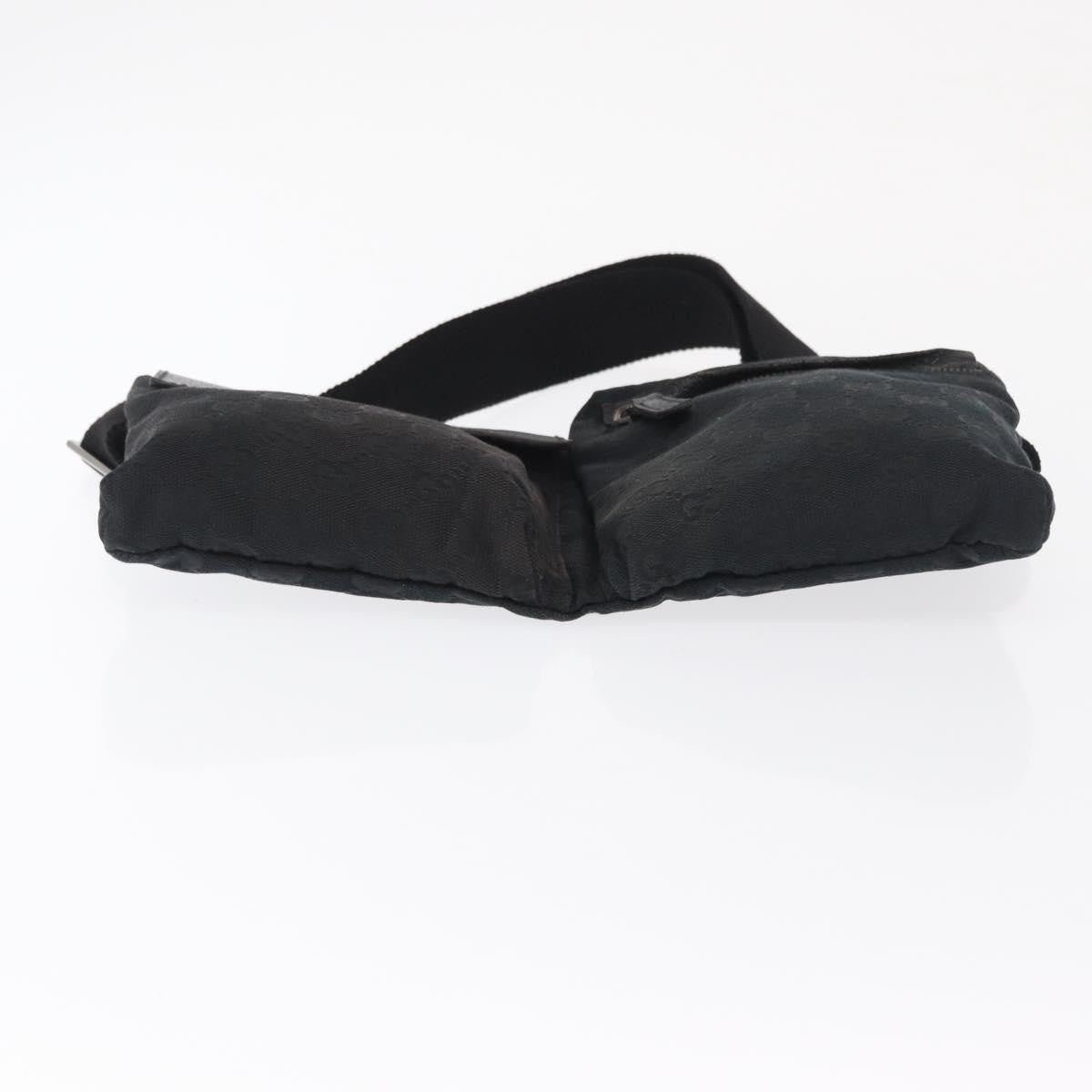 Gucci Vintage Double Belt Bag Gg Canvas With Leather Black Canvas Clutche & Pouche Bag (Pre-Owned)