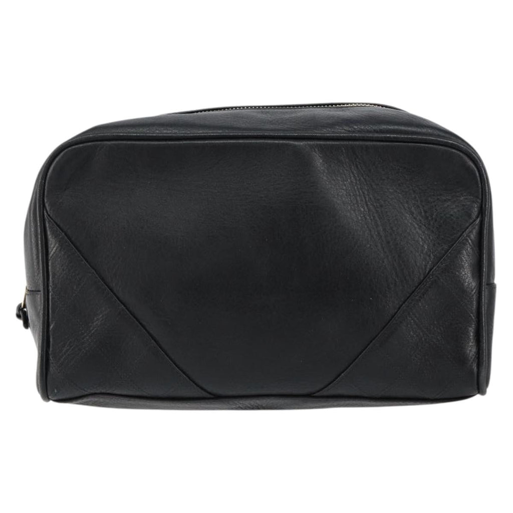 Chanel Vintage Toiletry Pouch Leather Black Leather Clutche & Pouche Bag