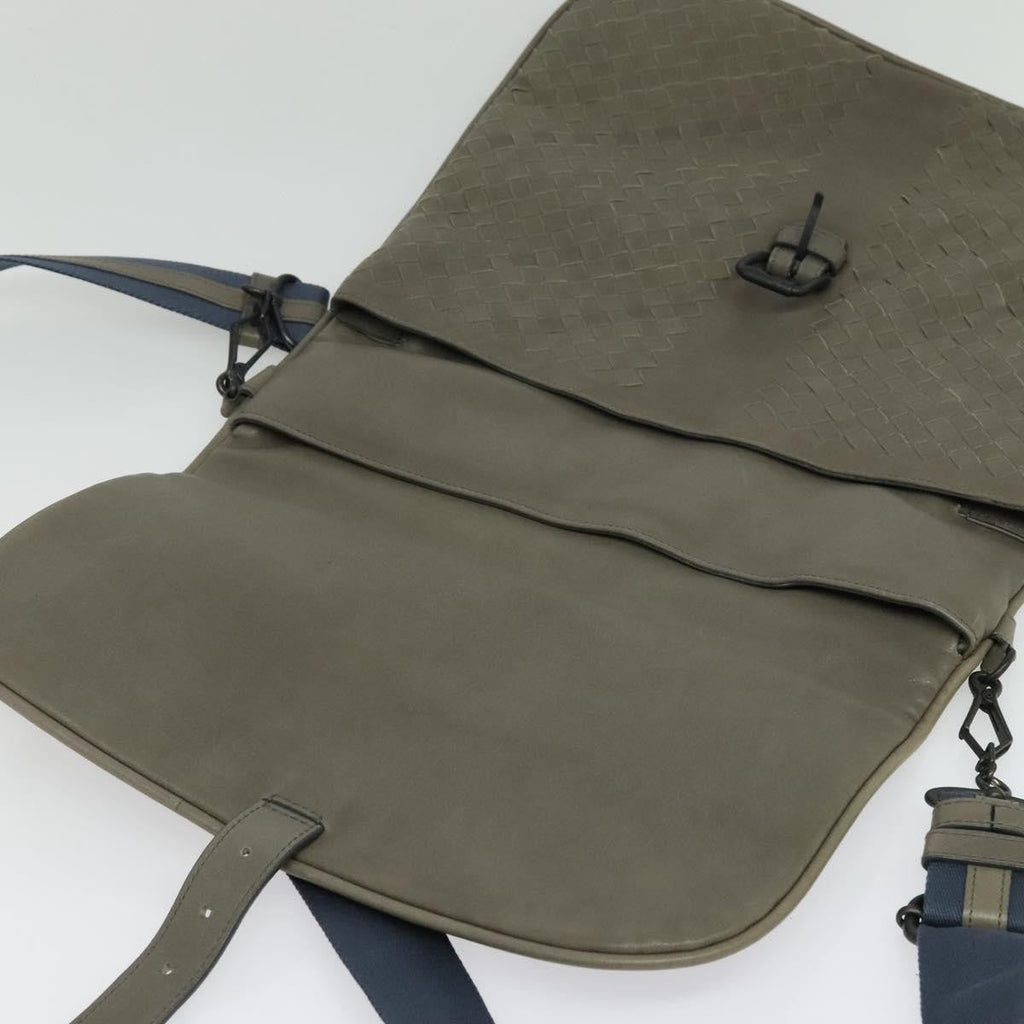 Bottega Veneta Vintage Flap Shoulder Bag Intrecciato Leather Gray Leather Shoulder Bag Bag
