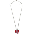 Chanel Cc Heart Pendant Metal Red Silver_Plated Necklace Jewelry